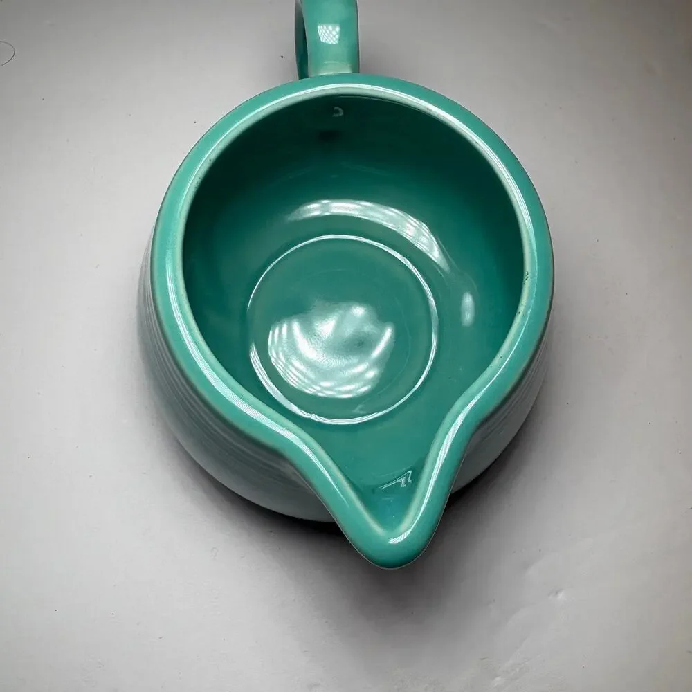 Vintage Fiesta Turquoise Creamer Impressed Backstamp Logo USA Made Mini 2